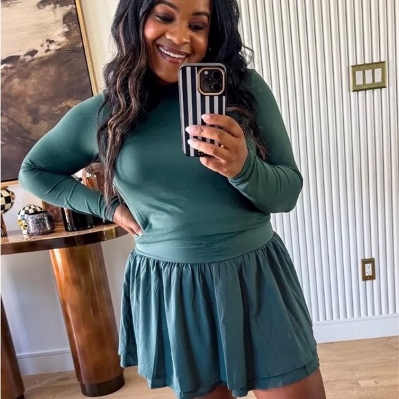 all in motion Tops - All in Motion Dark Green Long Sleeve Top and Skort Set